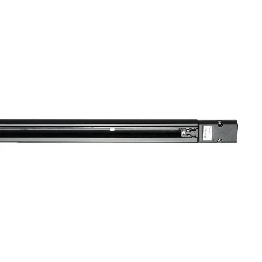 V-Tac 2 meter skinneskinne til skinnespots - Sort, 3-faset, inklusive tilslutning og endeprop, 230V