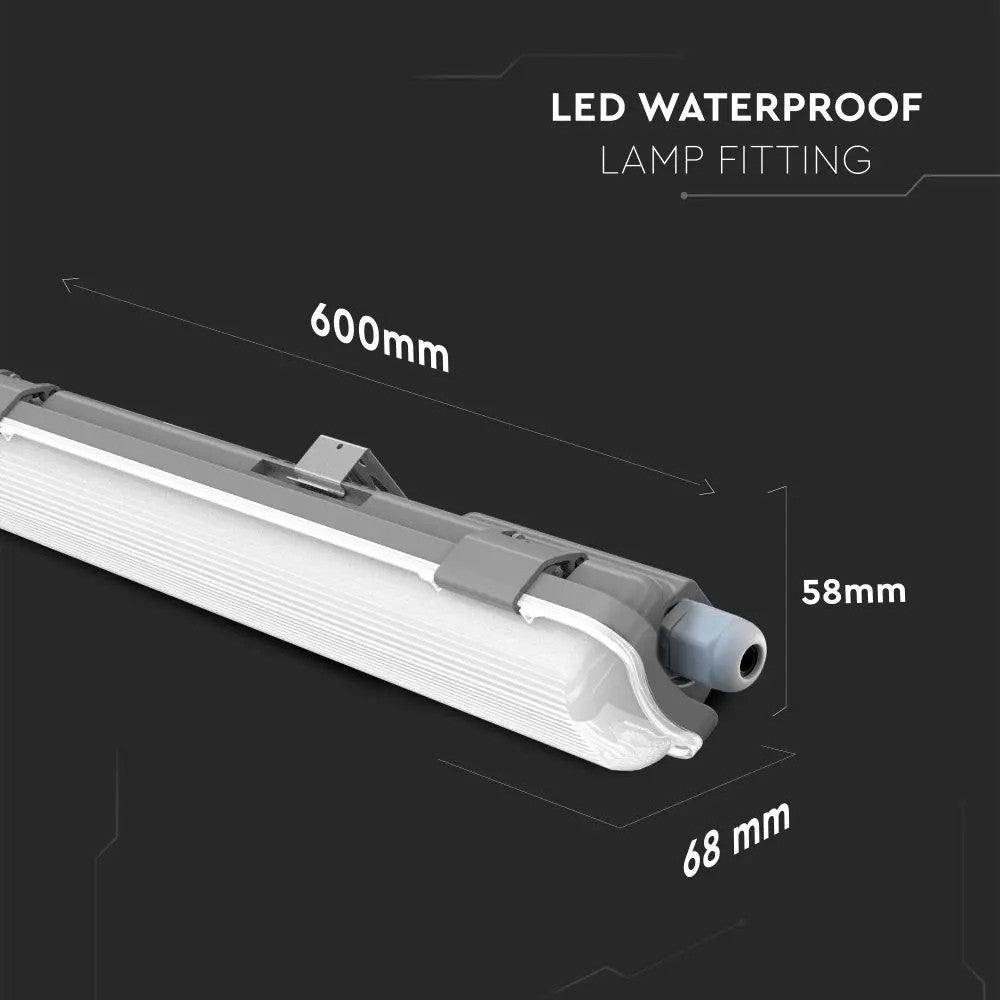 V-Tac 120 cm vandtæt armatur med rør - Inkl. 1 stk. 18W LED rør, IP65, 230V