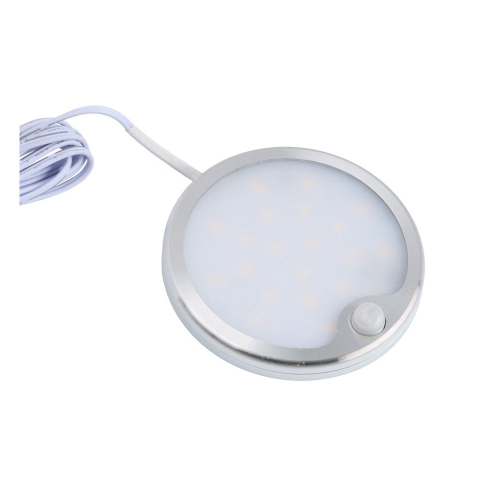 LEDlife Sono60s møbelspot - Påbygning, Sensor, Ø6 cm, børstet stål, 12V