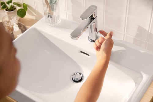Hansgrohe Rebris E håndvaskarmatur 80 med løft-op BV, krom