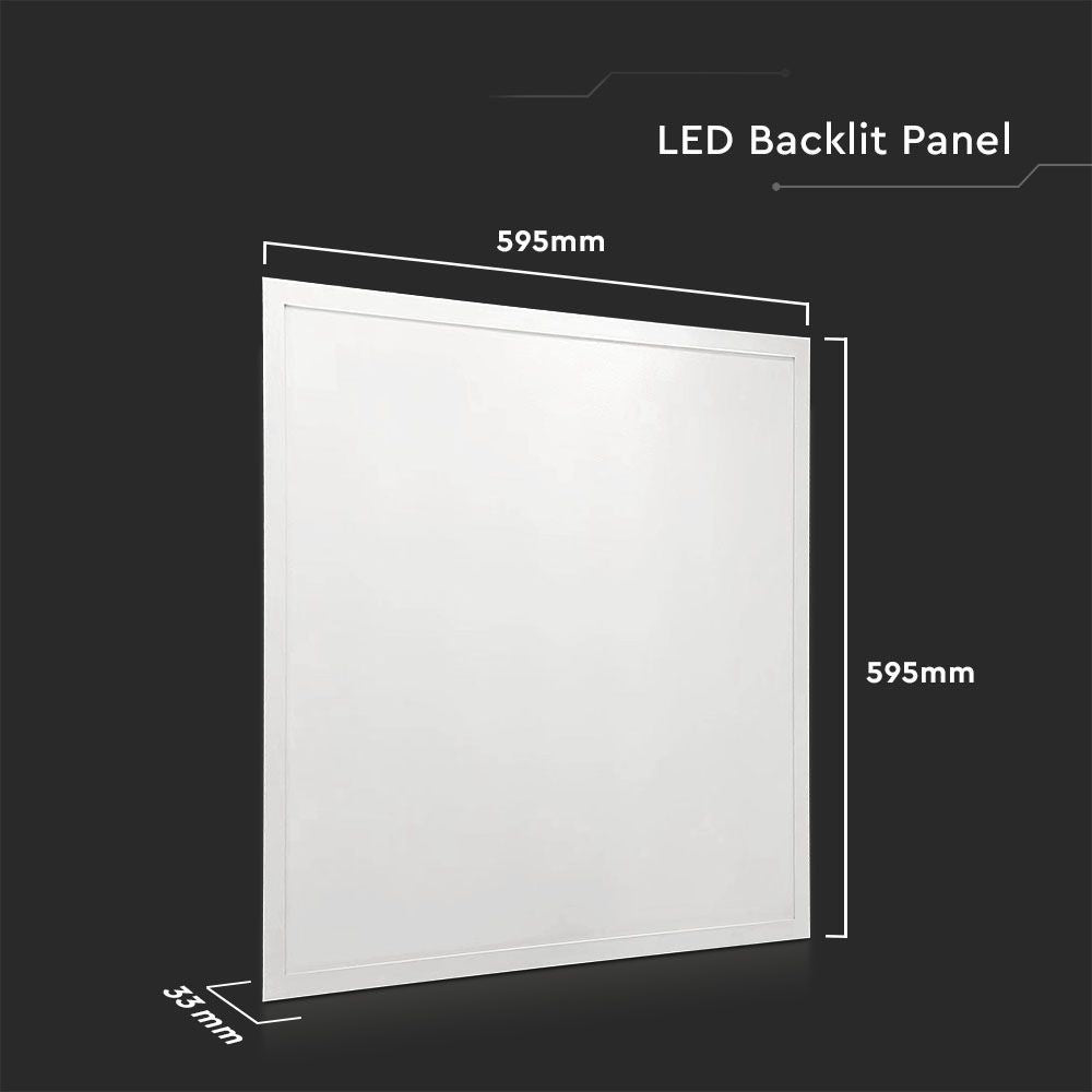 V-Tac LED Panel 60x60 - 36W, flimmerfri, 120 lm/W, hvid kant, 5 års garanti