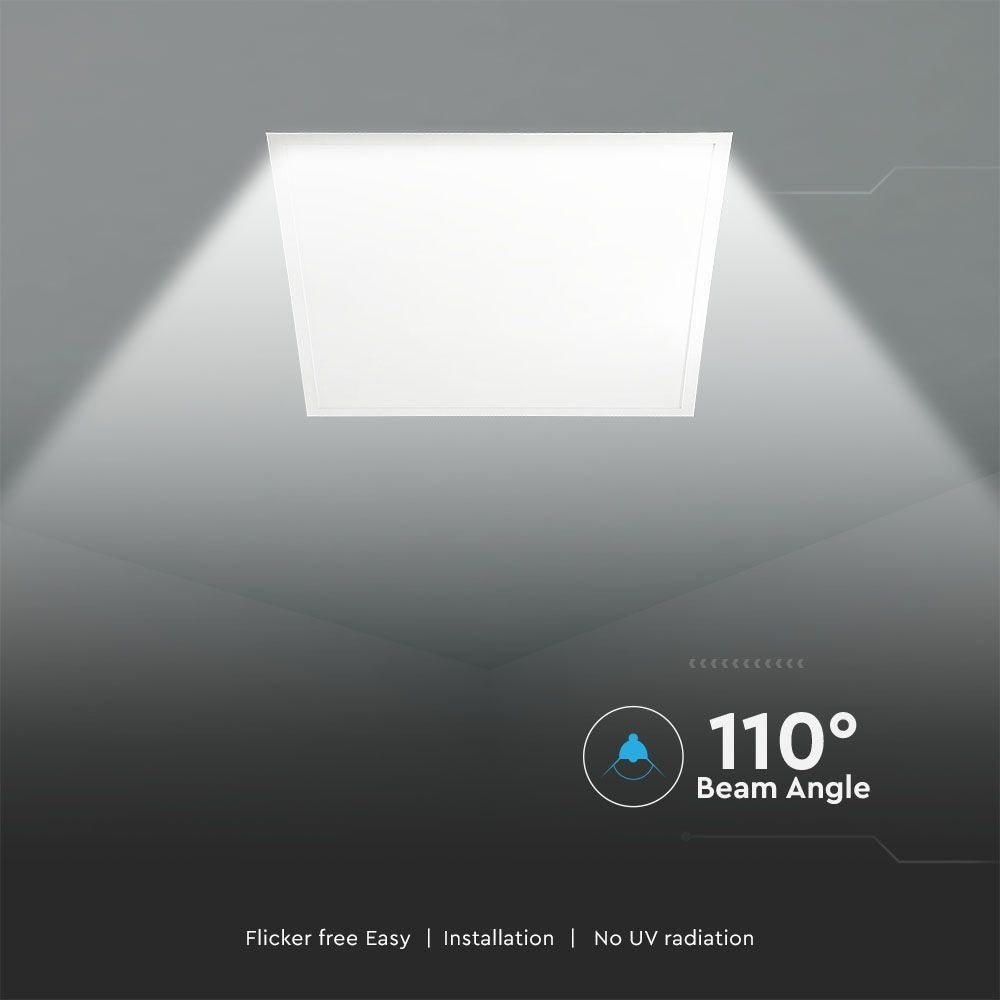V-Tac LED Panel 60x60 - 36W, flimmerfri, 120 lm/W, hvid kant, 5 års garanti