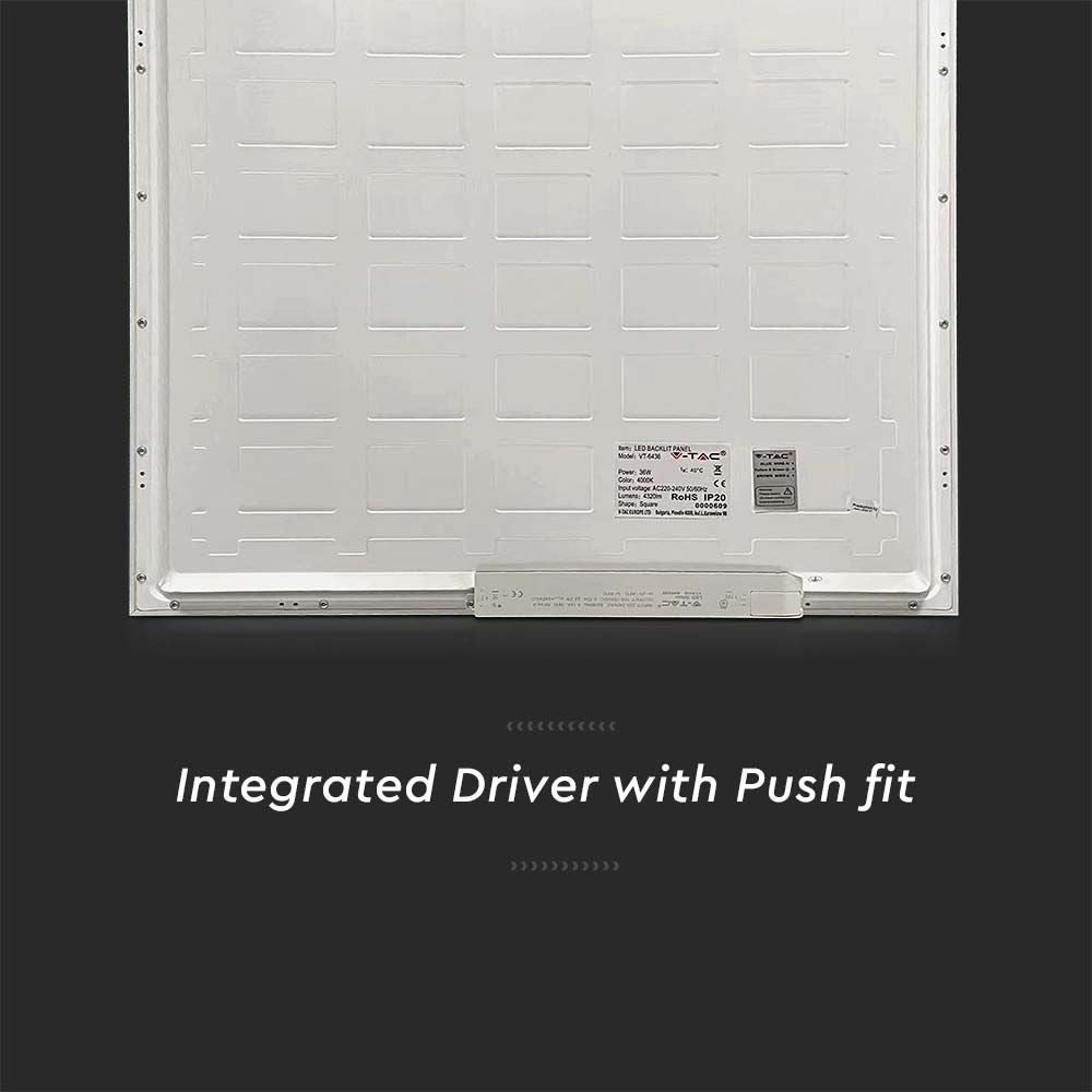 V-Tac LED Panel 60x60 - 36W, flimmerfri, 120 lm/W, hvid kant, 5 års garanti