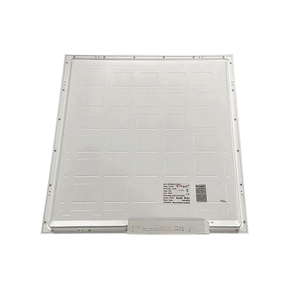 V-Tac LED Panel 60x60 - 36W, flimmerfri, 120 lm/W, hvid kant, 5 års garanti