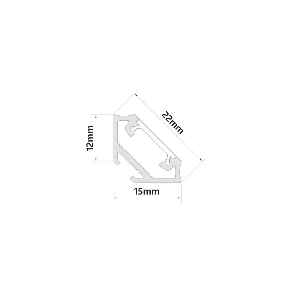 PVC hjørneprofil 15x15 til LED strip - 2 meter, hvid med mælkehvidt cover