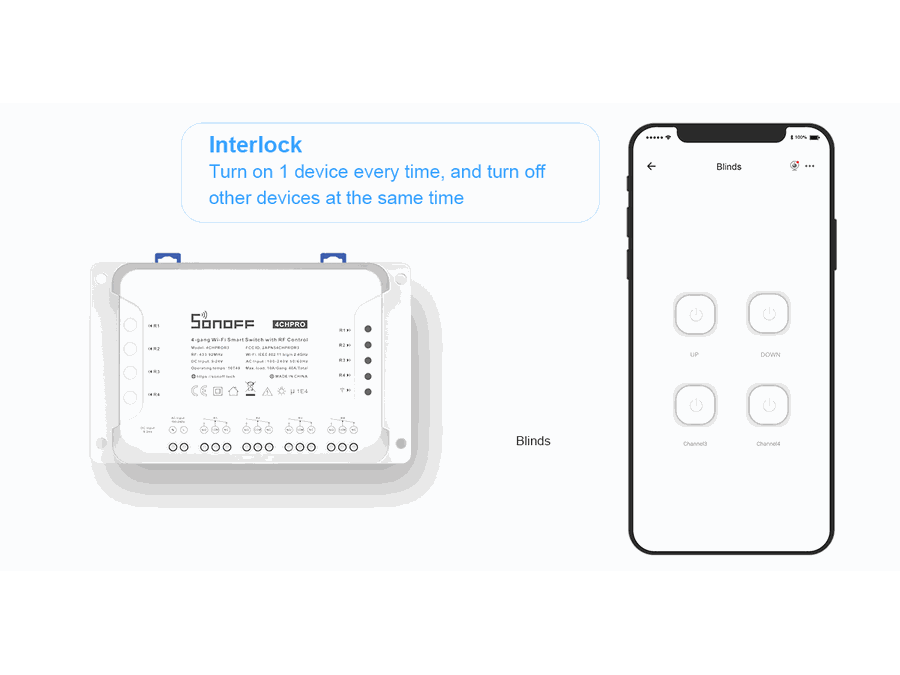 4CH Pro (R3) - Wi-Fi Smart Switch, 4 kanaler (4x10A)