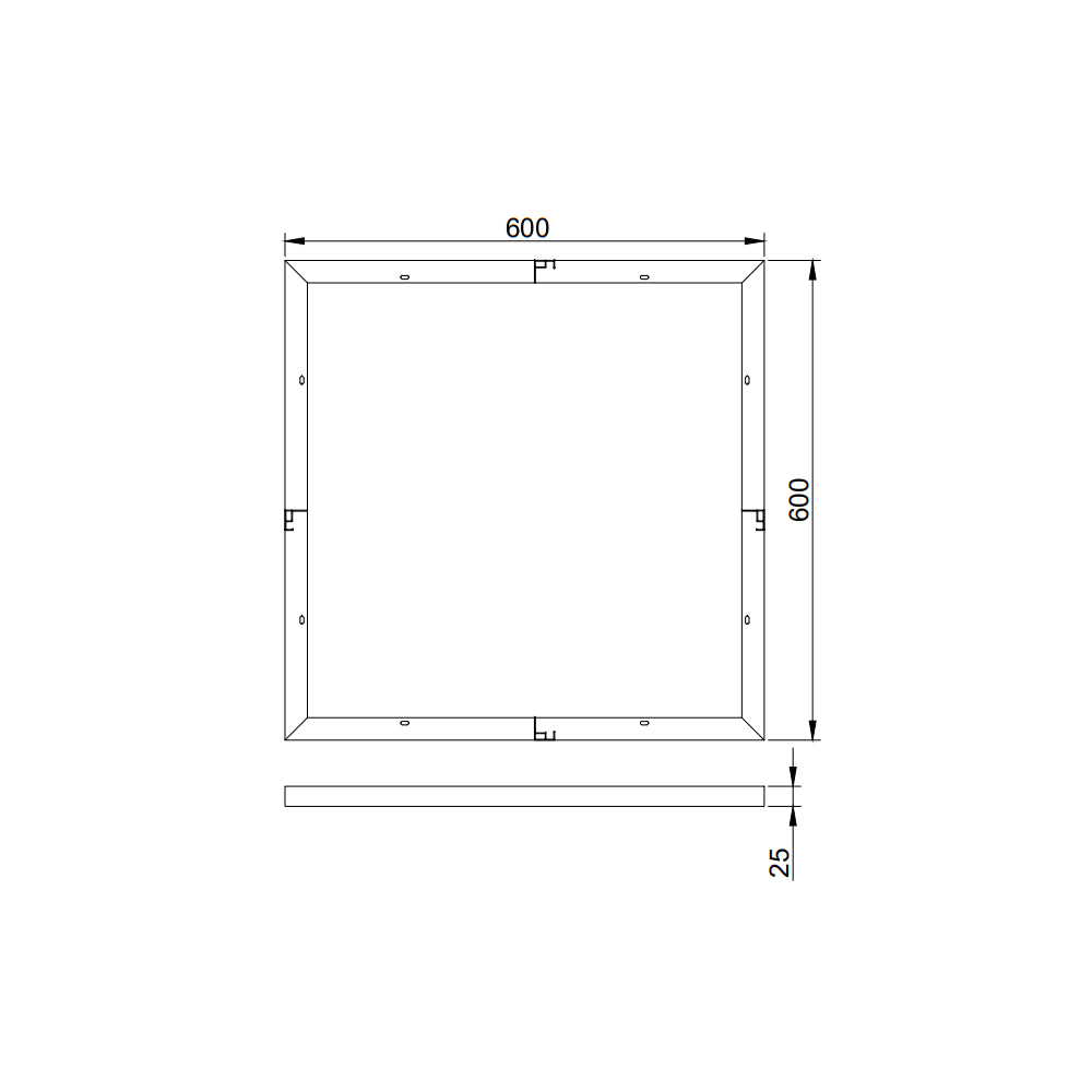 Troldtektramme 60x60 LED - Tilpasset Troldtekt, hvid kant, nem montering