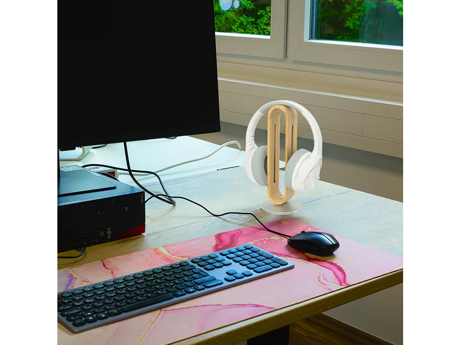 Headset Holder - Lys bambus, Siliconeunderlag