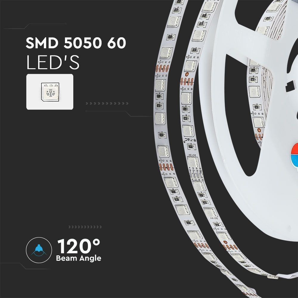 V-Tac 7W/m RGB LED-stripsæt - 5m, 60 LED pr. meter