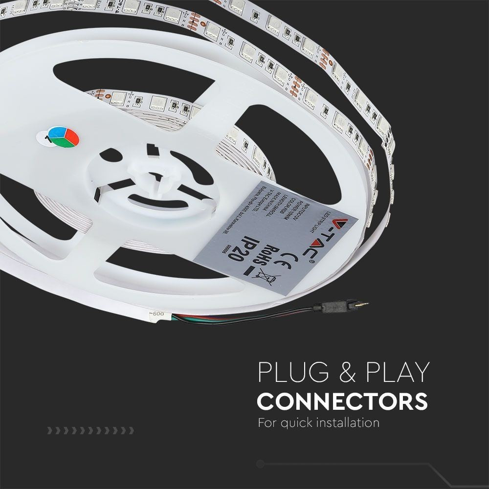 V-Tac 7W/m RGB LED-stripsæt - 5m, 60 LED pr. meter