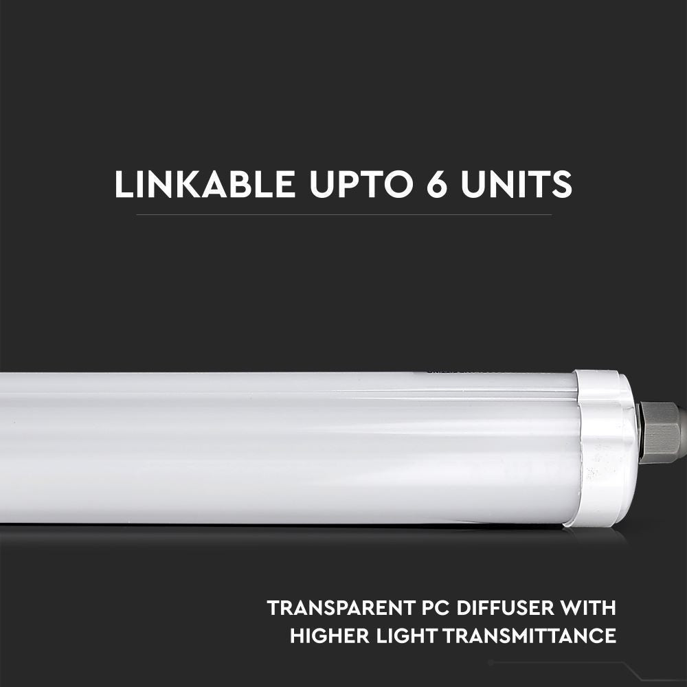 V-Tac Vandtæt LED Armatur - 150 cm, 120lm/W, IP65, Gennemfortrådet 230V