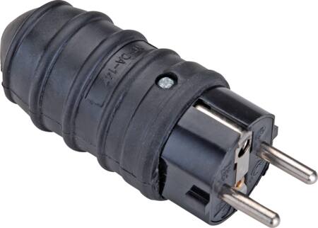 STIKPROP SCHUKO GUMMI SORT 250V 16A