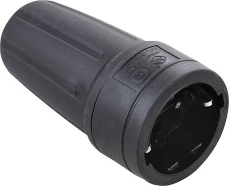 Forlængerled schuko gummi sort 16A