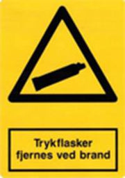 SKILT, TRYKFLASKER FJERNES, BRAND, LILLE