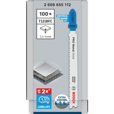 Bosch stiksavklinge PRO Metal thick T121BFC, 100 stk