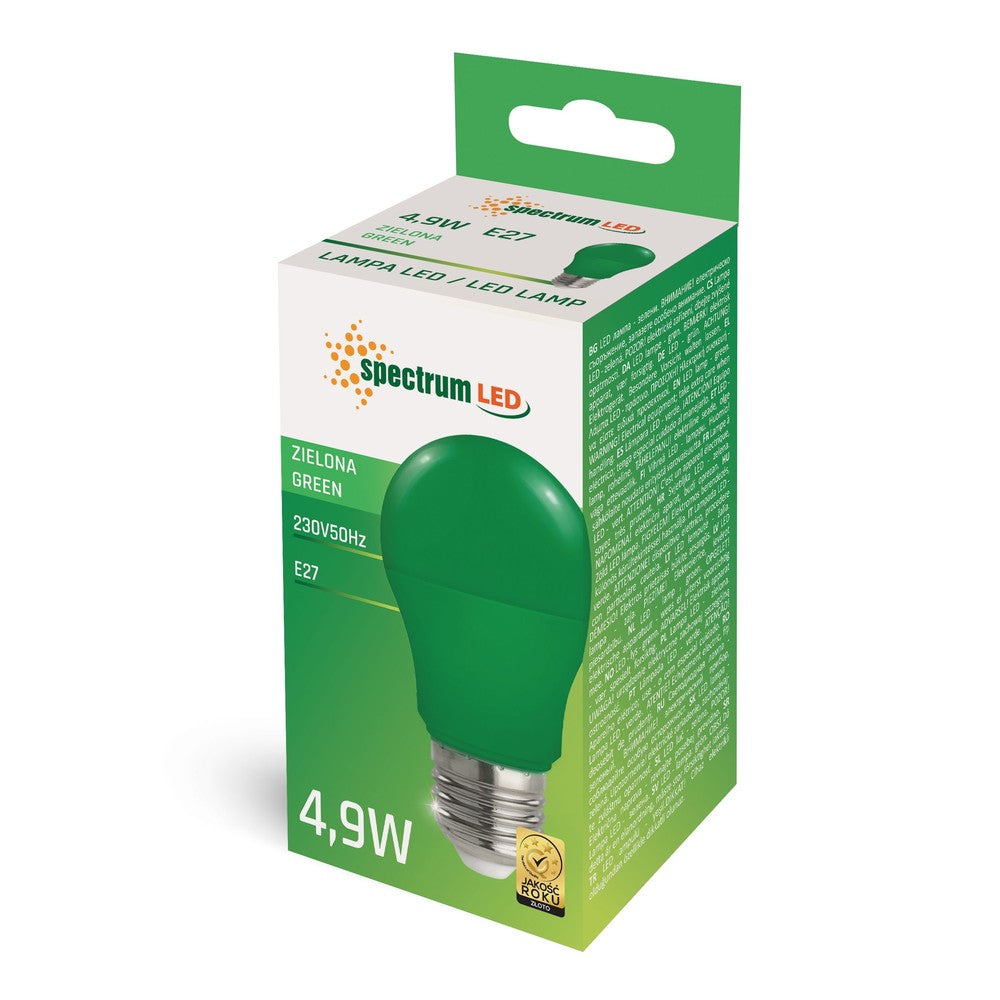 Grøn LED-pære A50 med E27 fatning og 4,9W - 230V spænding