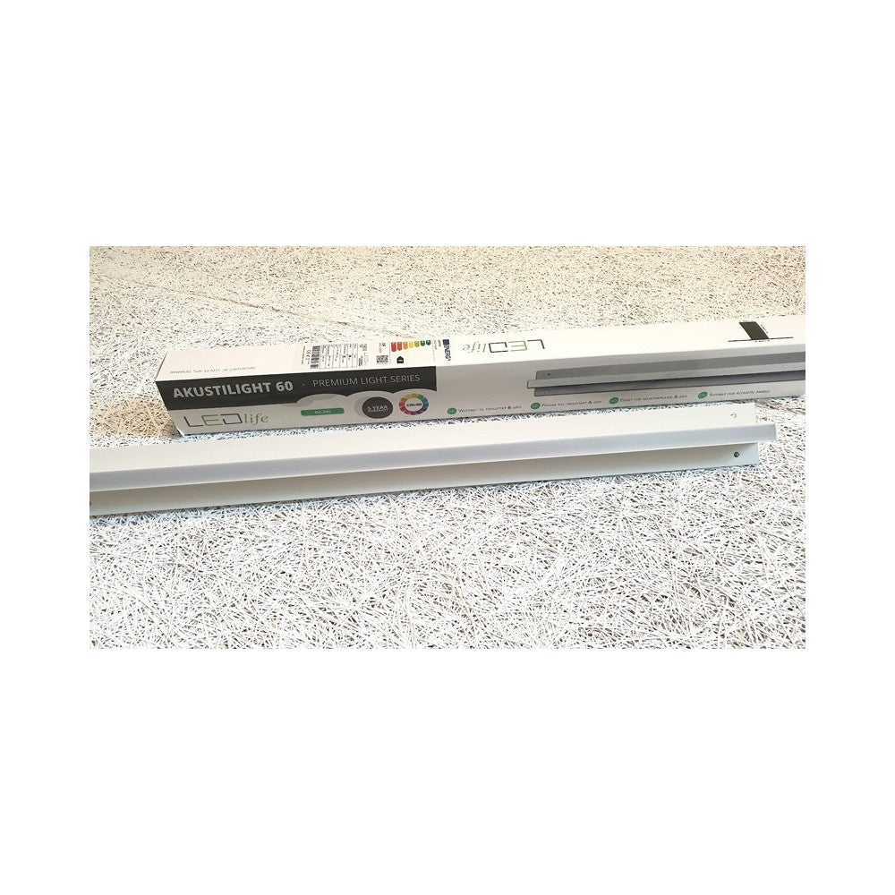 Troldtekt LED skinnesæt 4x120 cm - Planforsænket, Akustilight inkl. ledninger og driver, 35W, 24V, 3600lm, RA93, 5 års producentgaranti
