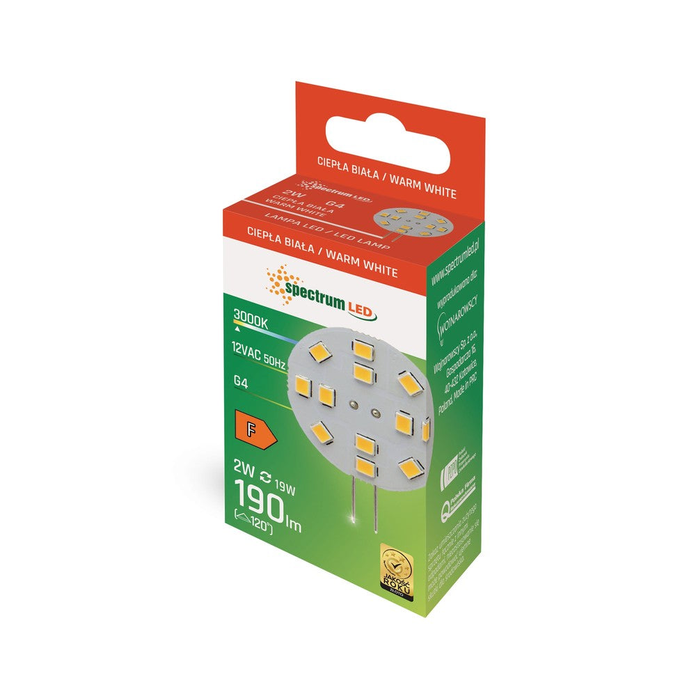Spectrum 2W LED pære - 12V, 30mm, G4, 230lm, RA80