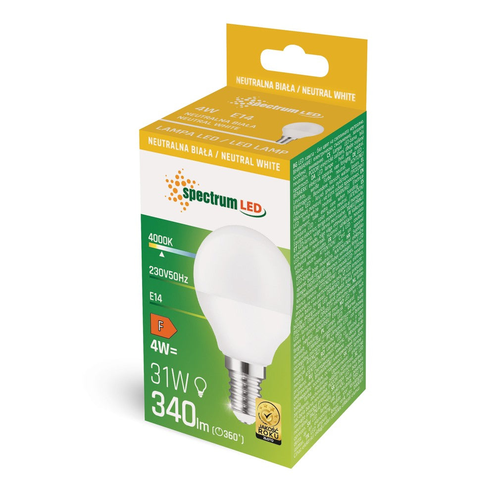 Spectrum 4W LED pære - G45, E14, 230V, 320lm, RA80