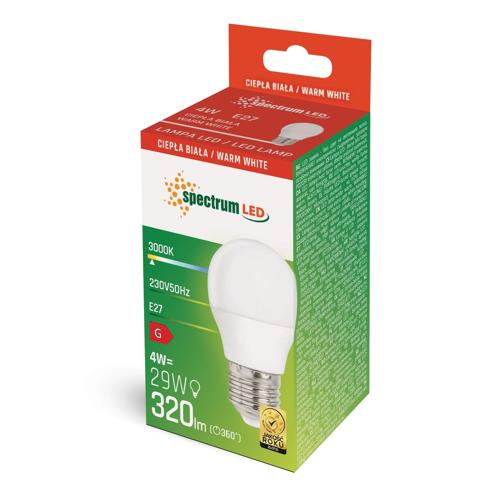 Spectrum 4W LED kronepære - Matglas, E27, 230V, 320lm, RA80