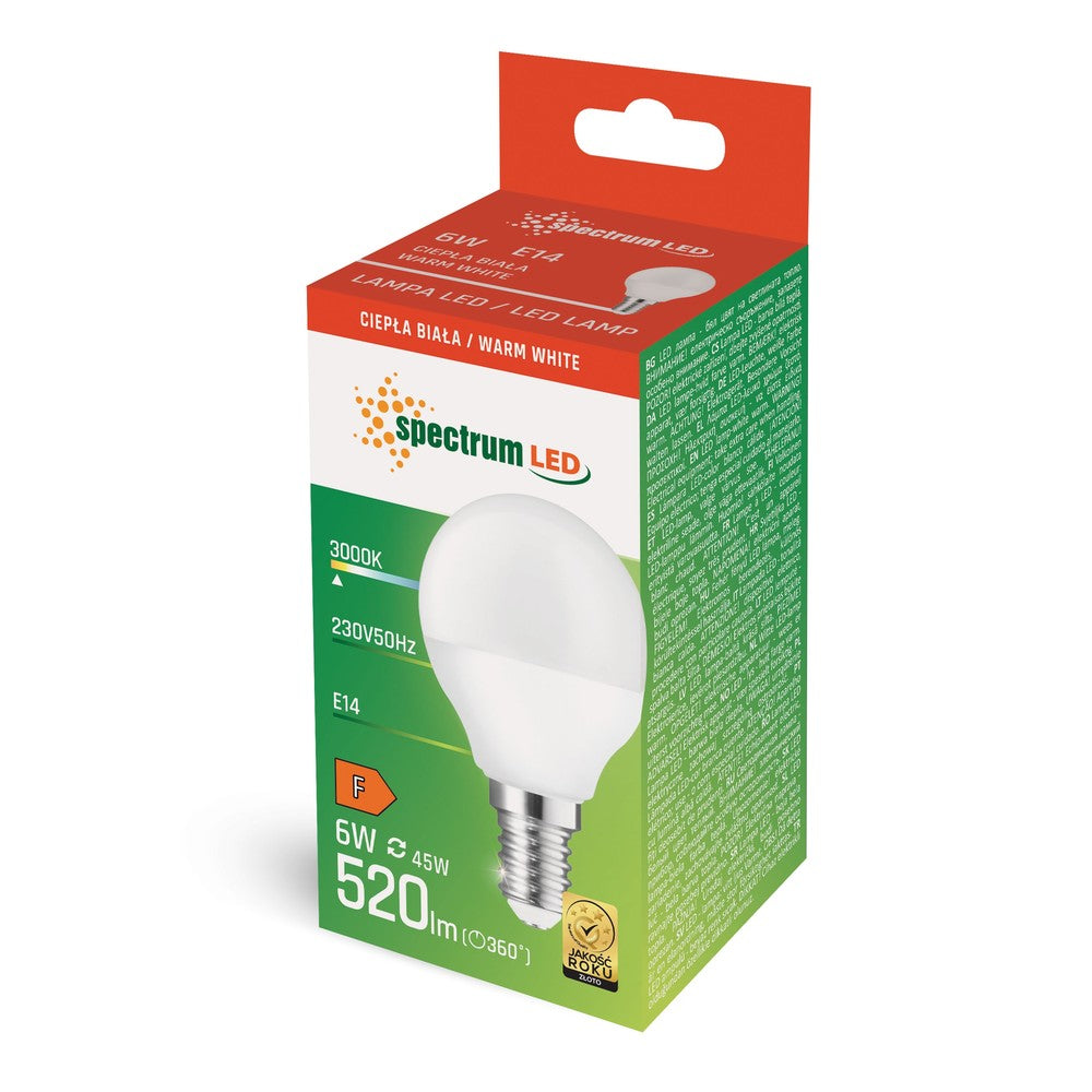 Spectrum LED pære 6W - G45 E14 med 540lm og RA80 - 230V input