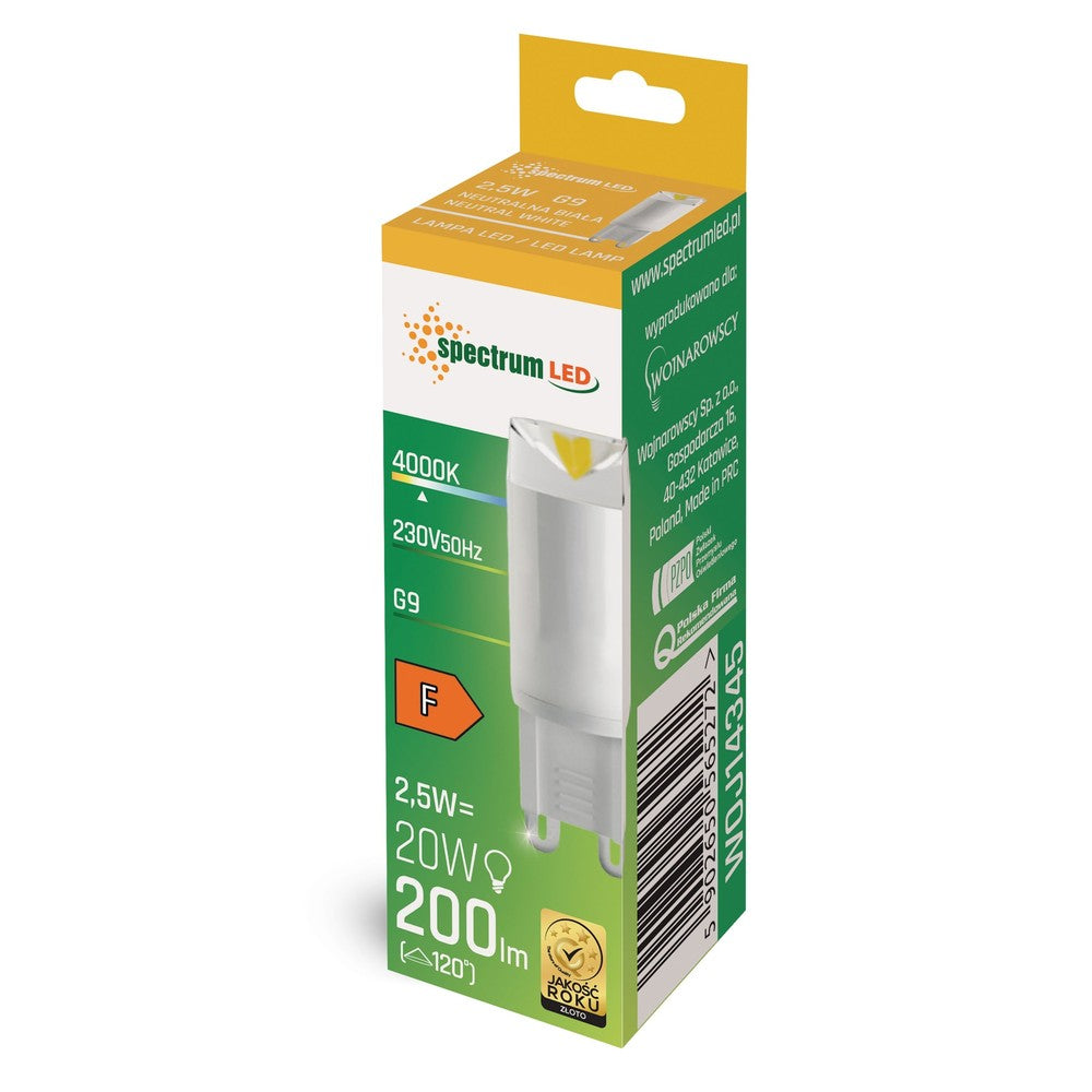 LED G9 230V 2,5W KERAMISK Spektrum Pære - 190lm RA80