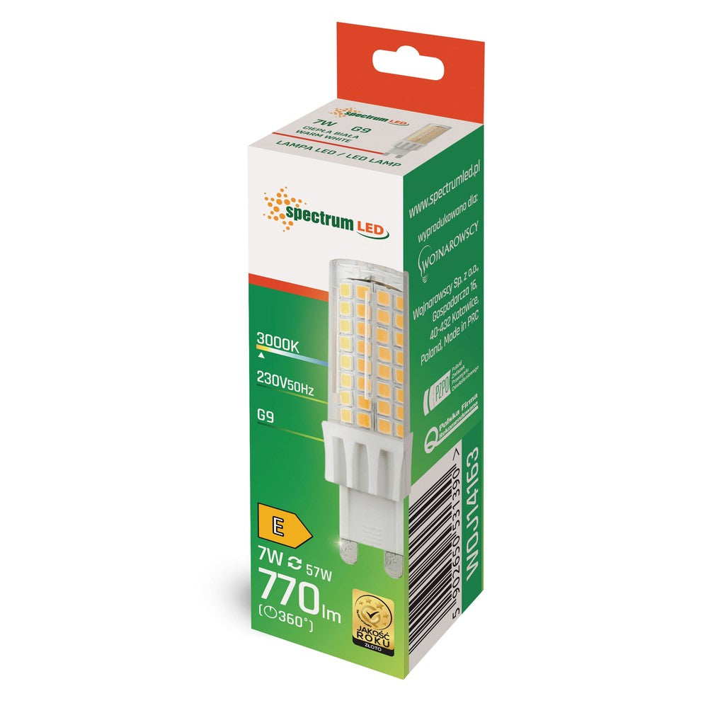 Spectrum 7W LED pære - G9 fatning, 230V, 770lm, RA80