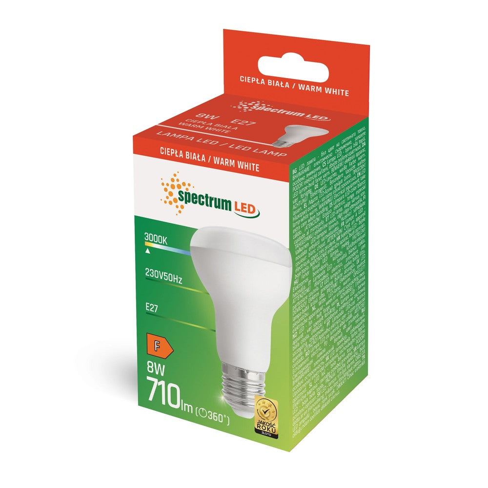 8W LED pære - R63 E27 230V, 710lm, RA80