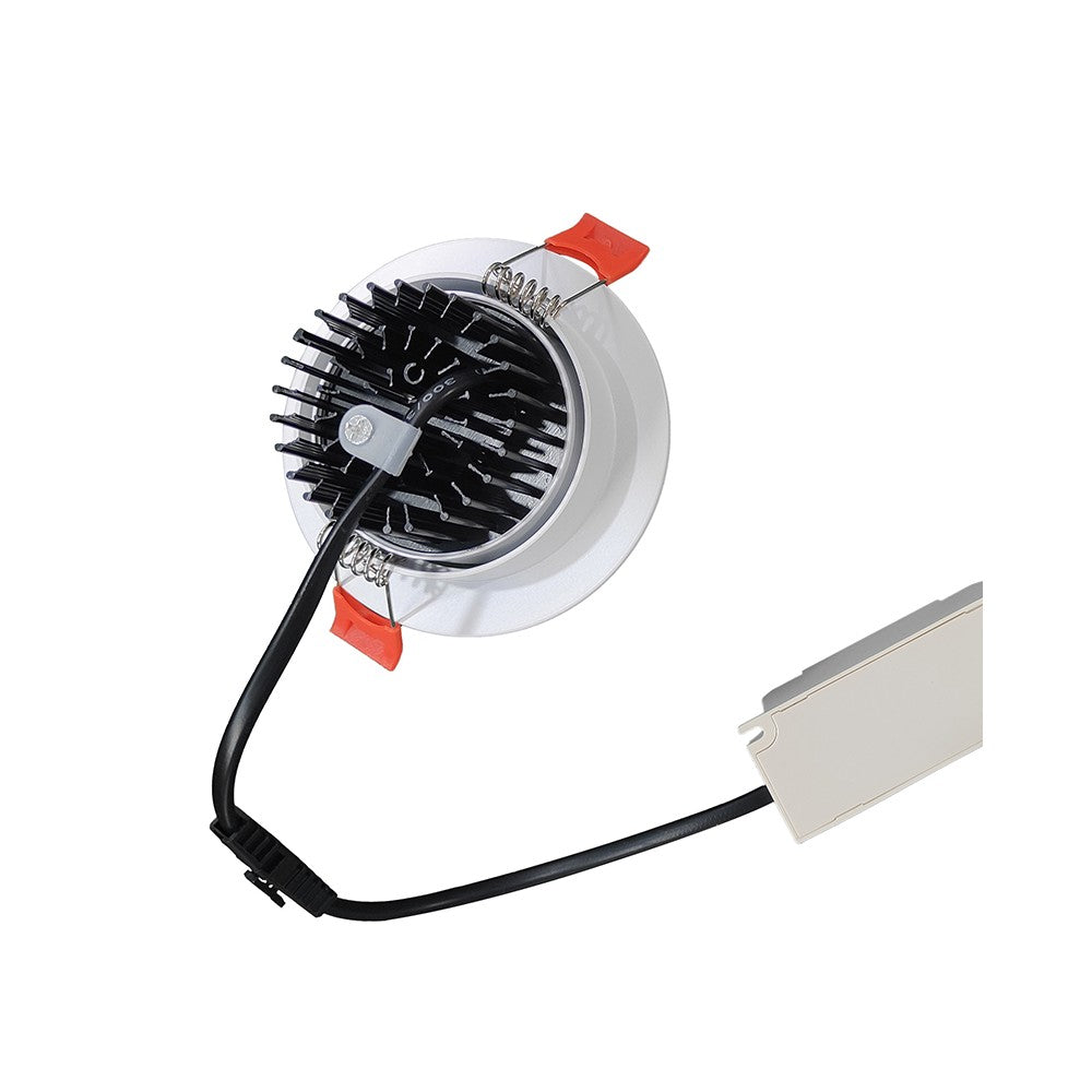 3W indbygningsspot - Hul: Ø6,7-8 cm, Mål: Ø8,5 cm, hvid kant, dæmpbar, 12V/24V