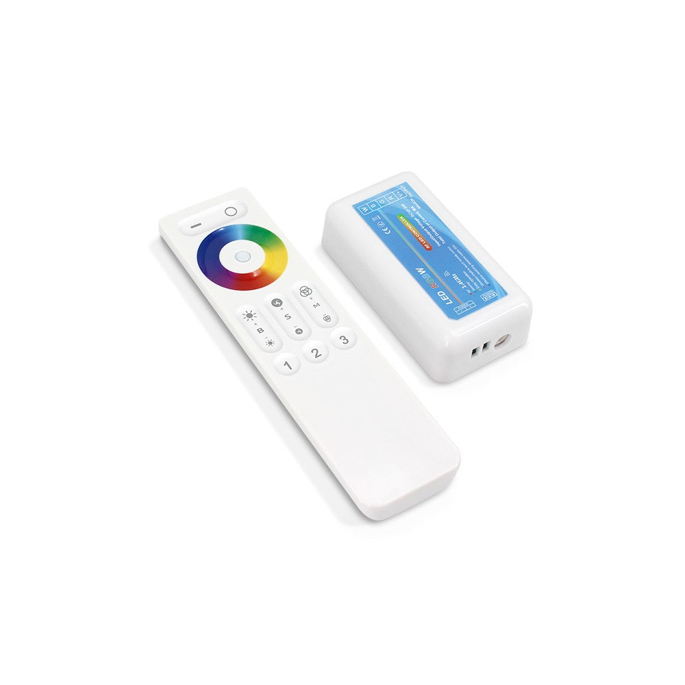 RGB+W controller med fjernbetjening - RF trådløs, 12V/24V, op til 384W