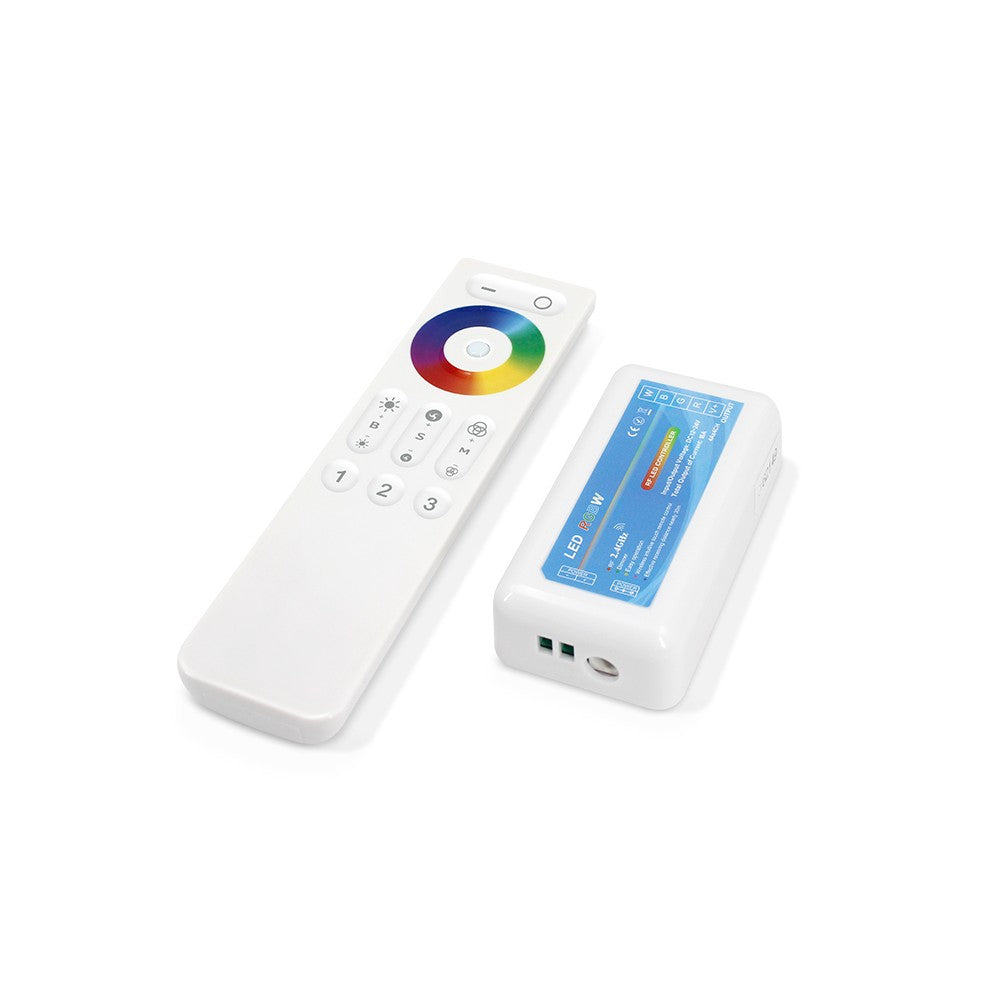 RGB+W controller med fjernbetjening - RF trådløs, 12V/24V, op til 384W