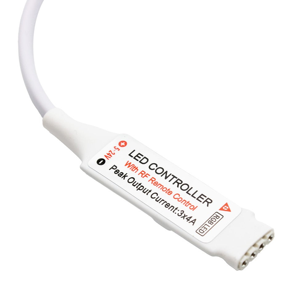 Mini RGB controller inkl. fjernbetjening - 12V (72W), 24V (144W)