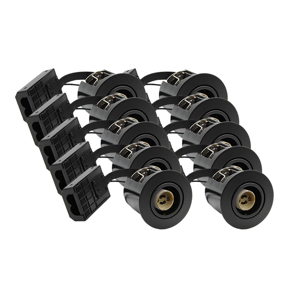 10 stk. Indbygningsspot Inno88 - GU10, Sort, IP44, godkendt til isolering, 230V