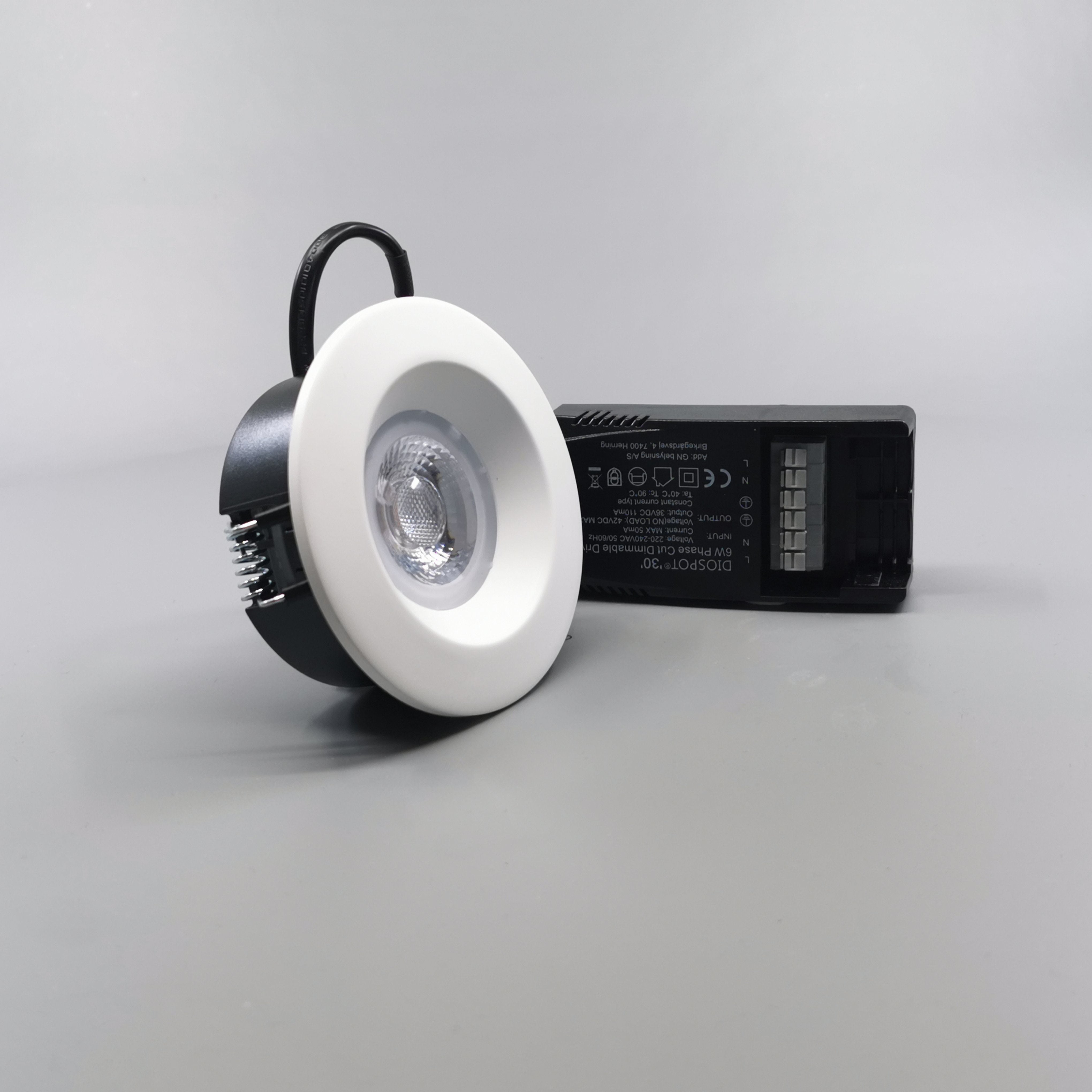 Diospot 30 One 6W 3000K 38° dæmpbar 32mm - hvid