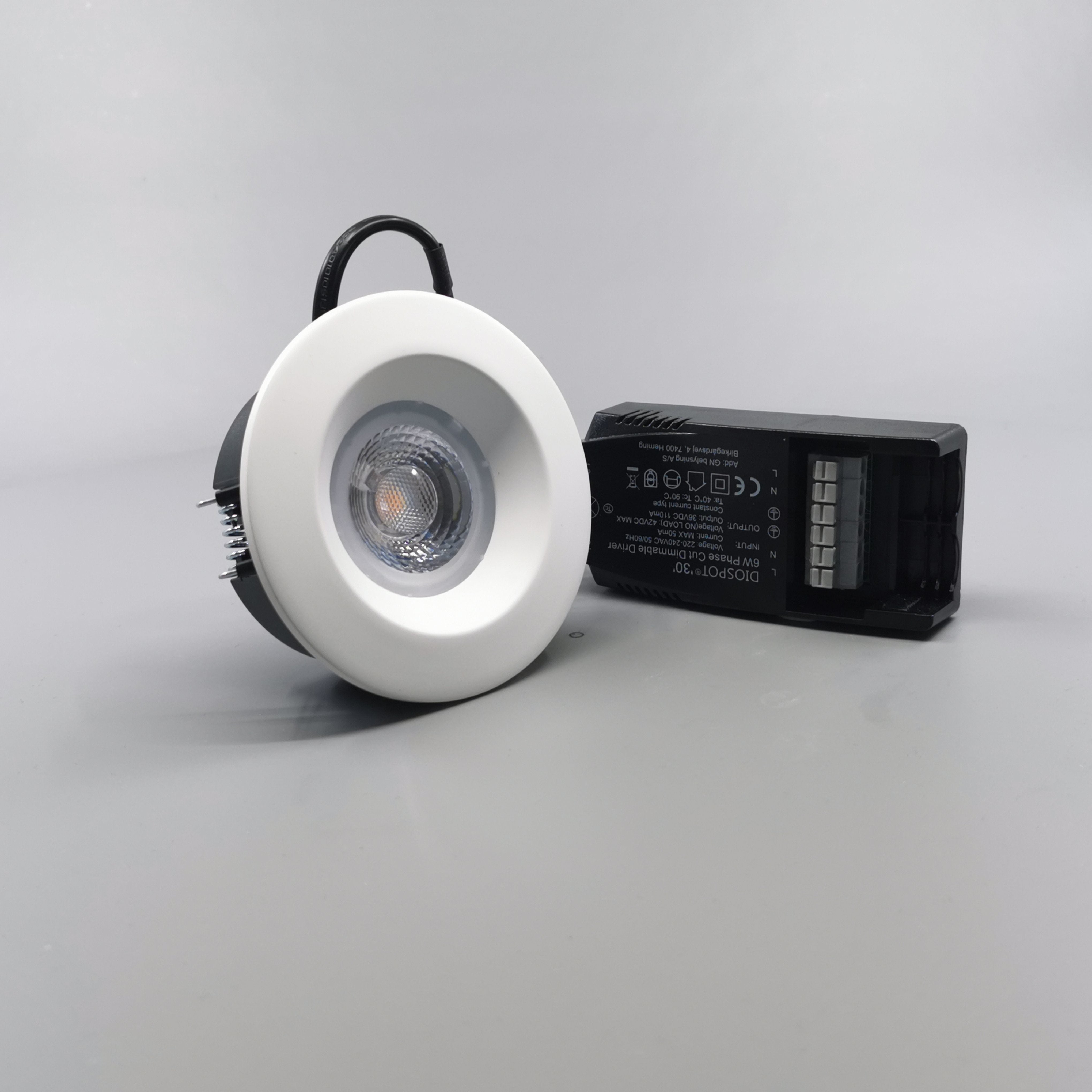 Diospot 30 One 6W 3000K 38° dæmpbar 32mm - hvid