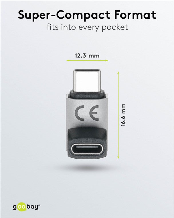 USB4 adapter - USB-C han til USB-C hun, vertical 90° kort