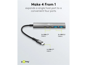 USB Hub 4-Port, Slim, USB-C til 2xUSB-C + 2xUSB-A, 5 Gbit/s