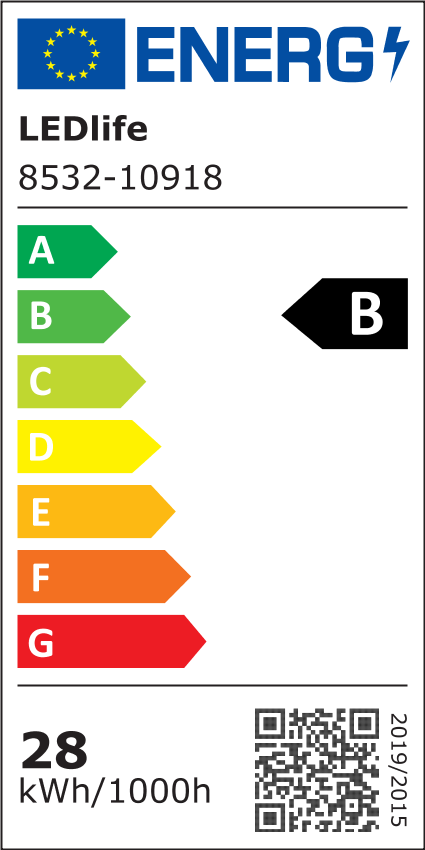 28W LED skinnespot i hvid - 175 lm/W, RA 90, 38 grader, 1-faset, 230V input, 4900lm