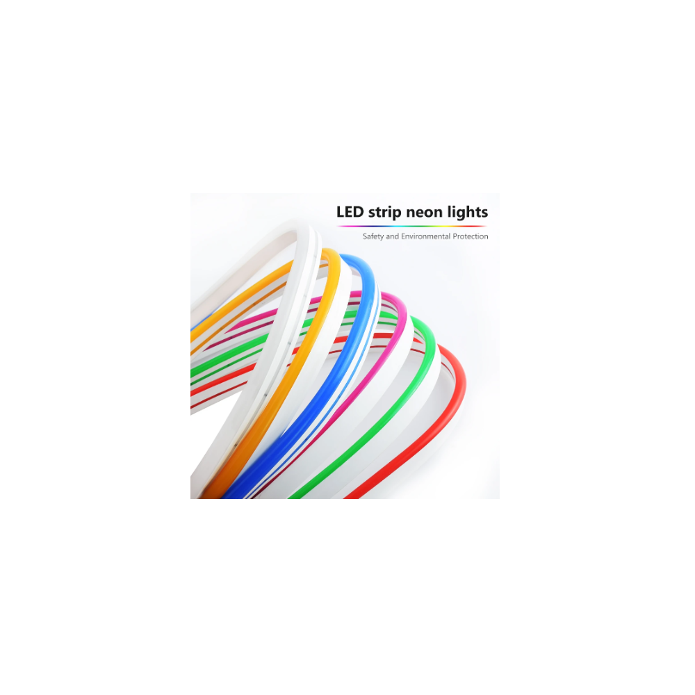 Orangefarvet 8x16 Neon Flex LED-strips - 5 meter, 8W pr. meter, IP67, 12V