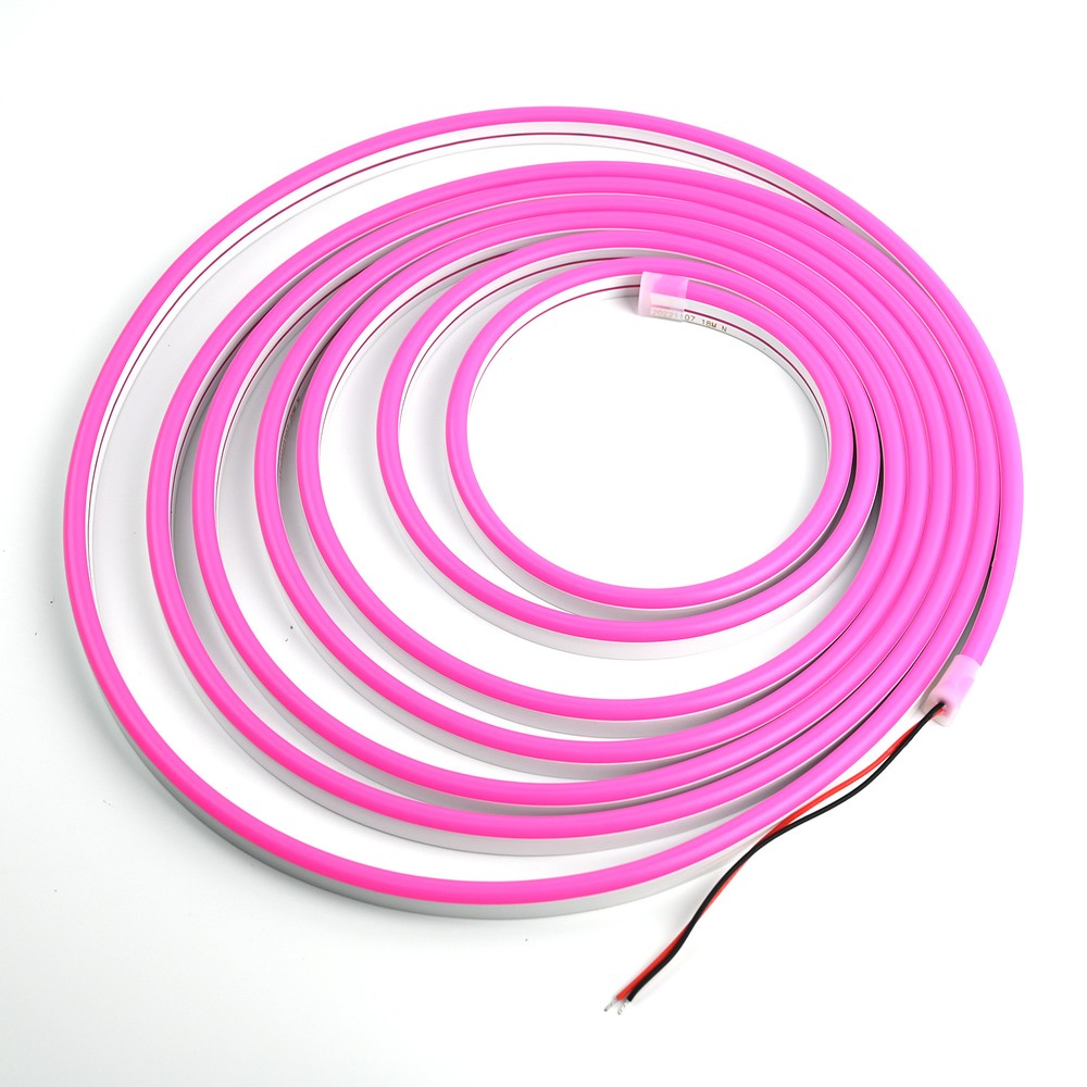 Pink 8x16 Neon Flex LED - 5 meter, 8W pr. meter, IP67, 12V - Fleksibel lysslynge i pink med 8 watt pr. meter, 5 meters længde, IP67 beskyttelse og 355 lumen pr. meter.