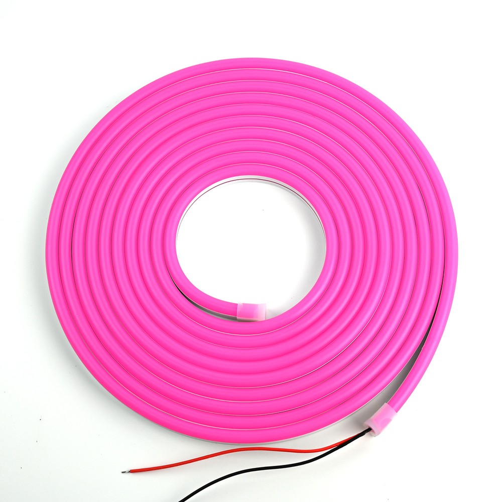 Pink 8x16 Neon Flex LED - 5 meter, 8W pr. meter, IP67, 12V - Fleksibel lysslynge i pink med 8 watt pr. meter, 5 meters længde, IP67 beskyttelse og 355 lumen pr. meter.