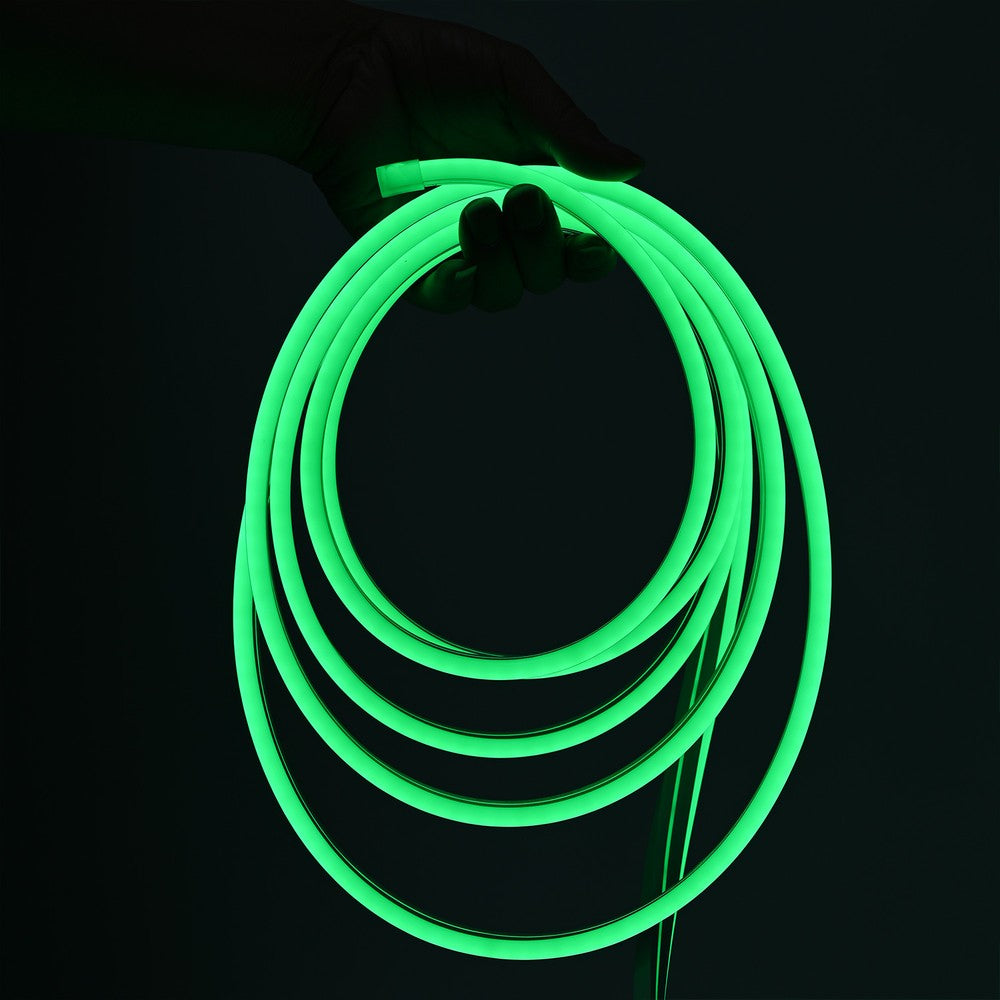Grøn 8x16 Neon Flex LED-strips - 5m, 8W/m, IP67, 12V