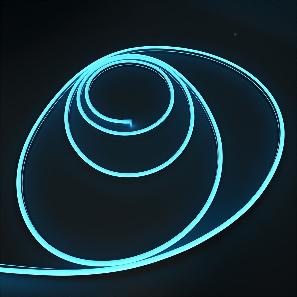 Lyseblå Neon Flex LED-stripe - 5m, 8W/m, vandtæt, 12V