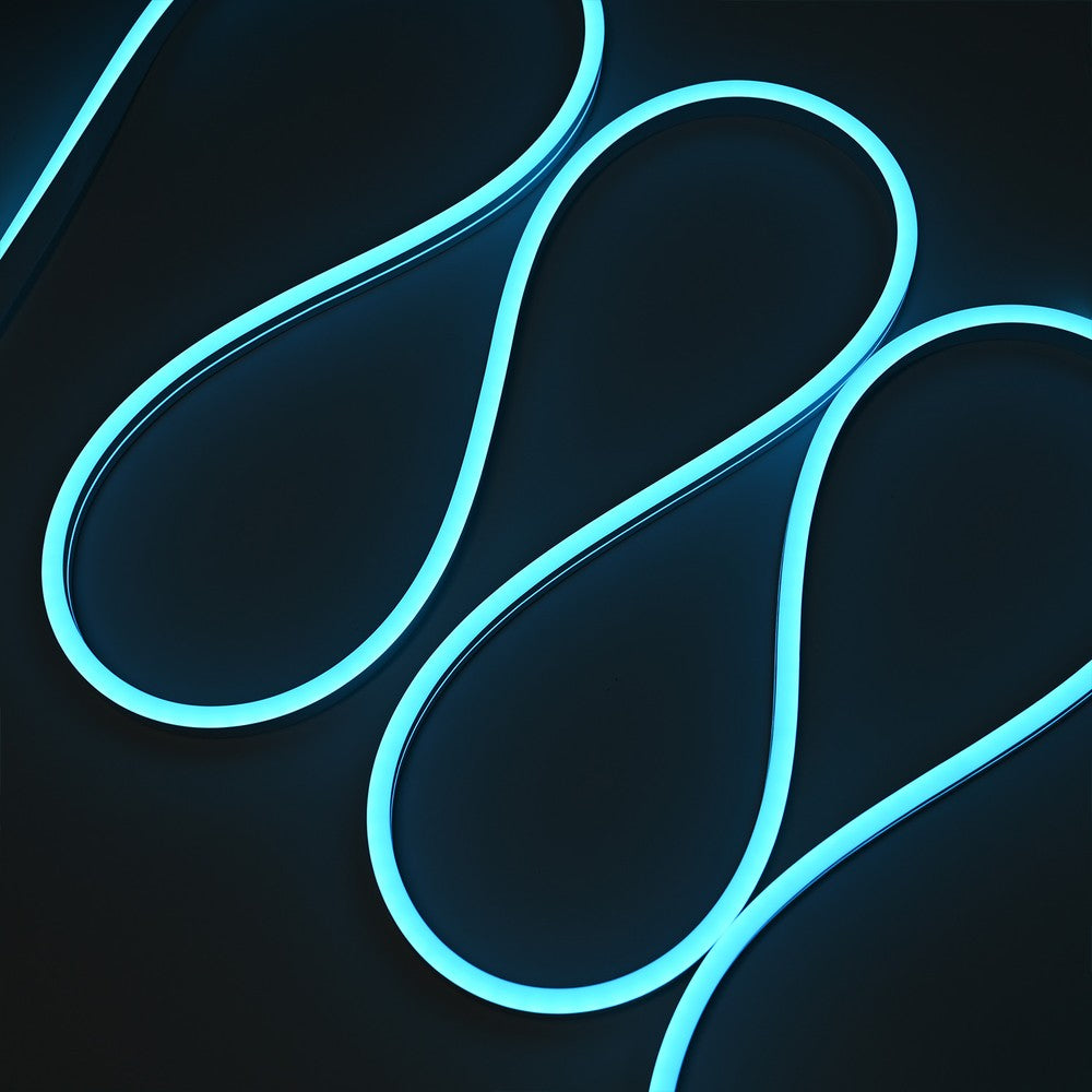 Lyseblå Neon Flex LED-stripe - 5m, 8W/m, vandtæt, 12V