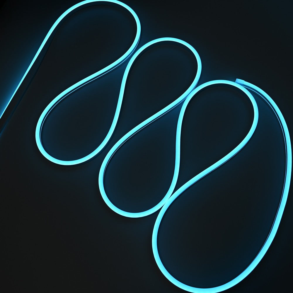 Lyseblå Neon Flex LED-stripe - 5m, 8W/m, vandtæt, 12V