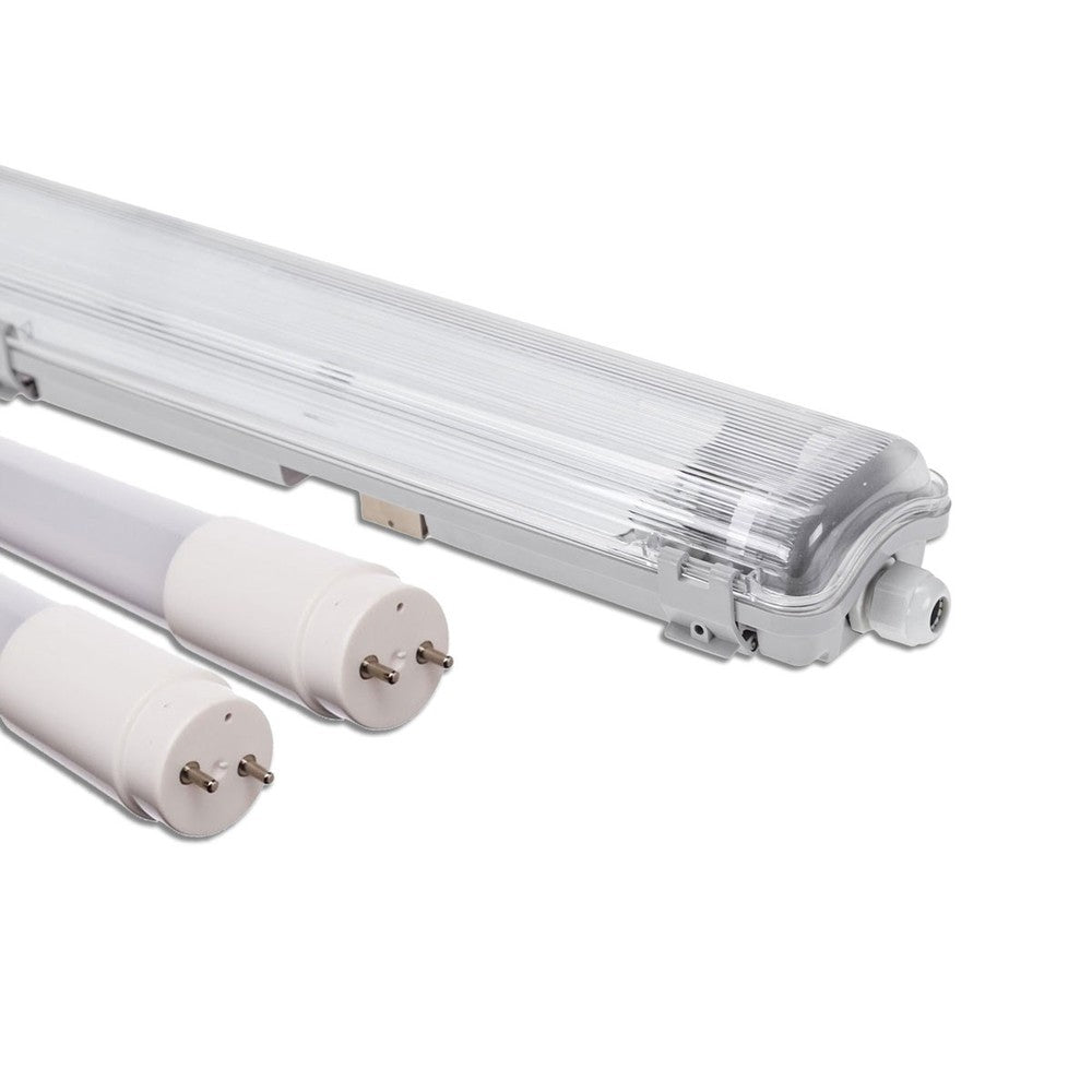 Limea T8 LED dobbeltarmatur m. IP65 vandtæt 9W LED rør