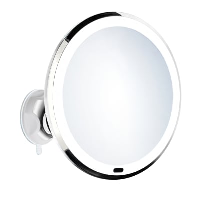 SMEDBO  SMINKESPEJL MED SUGEKOPP. KROMET. LED LYS. X7