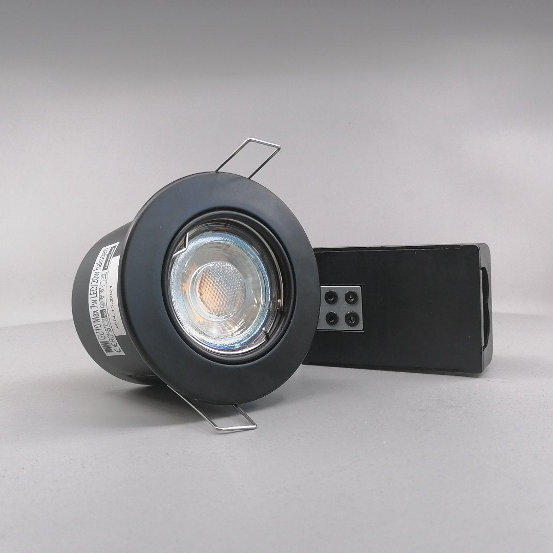 Pro indbygningsspot m. 3-Trins dæmpbar LED pære 3000K - Mat sort (360° frame 23)