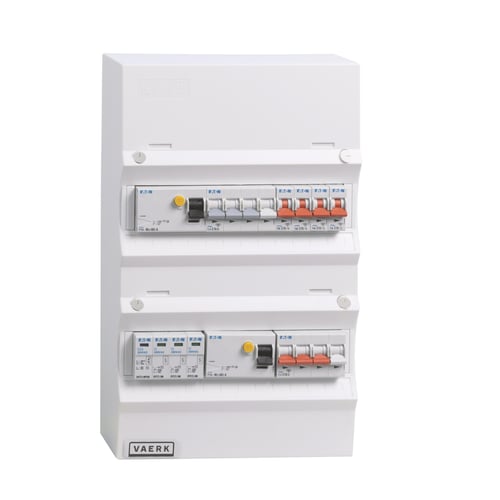 Boligtavle 2 x RCD 2 x kraft 4 x lys + transient