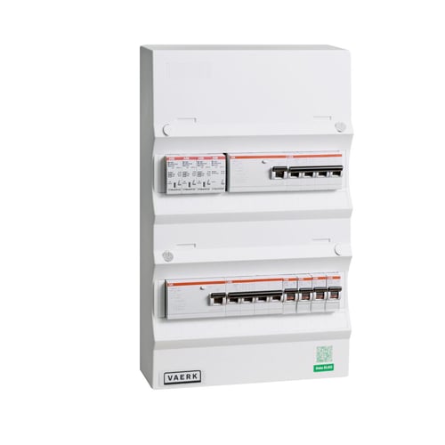 Boligtavle ABB 2 x RCD 2 x kraft 4 x lys + transient